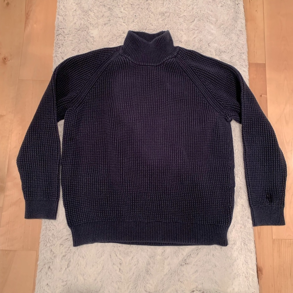 L.L. Bean Men's L.L.Bean Organic Cotton Sweaters, Turtleneck (XL, Navy)